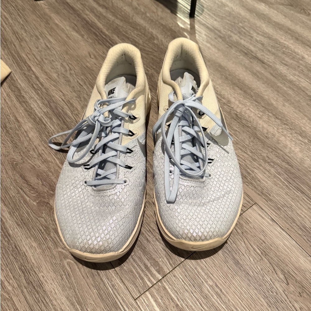 Nike Pale Blue and Cream Lace-Up Trainers